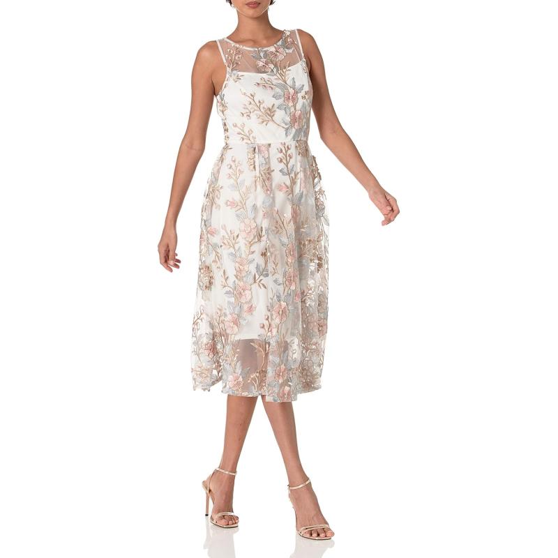 Adrianna Papell Womens Floral Embroidery Flared Dresspink Multi Adrianna Papell Clothing Sale 0842