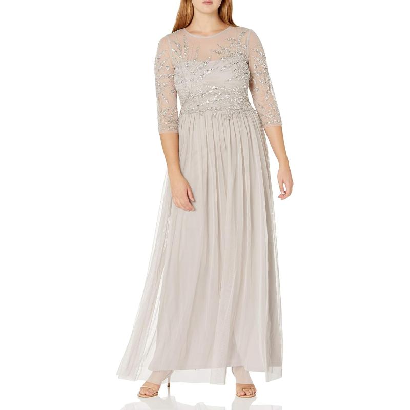 Adrianna Papell Women’s Long Beaded Dress(Marble) - Adrianna Papell ...