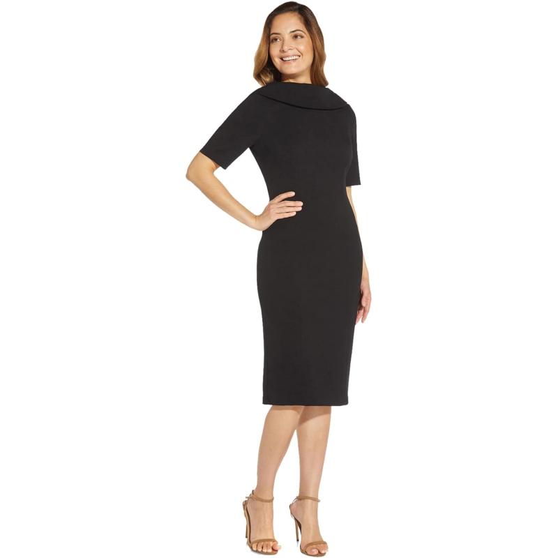 Adrianna Papell Women’s Roll Neck Sheath with V Back(Black) - Adrianna ...