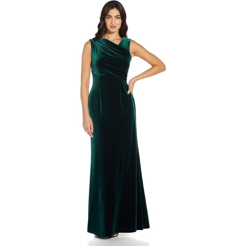 Adrianna Papell Women’s Velvet Mermaid Gown(Hunter) - Adrianna Papell ...