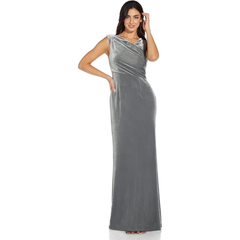 Adrianna Papell Women’s Velvet Mermaid Gown(Silver) - Adrianna Papell ...